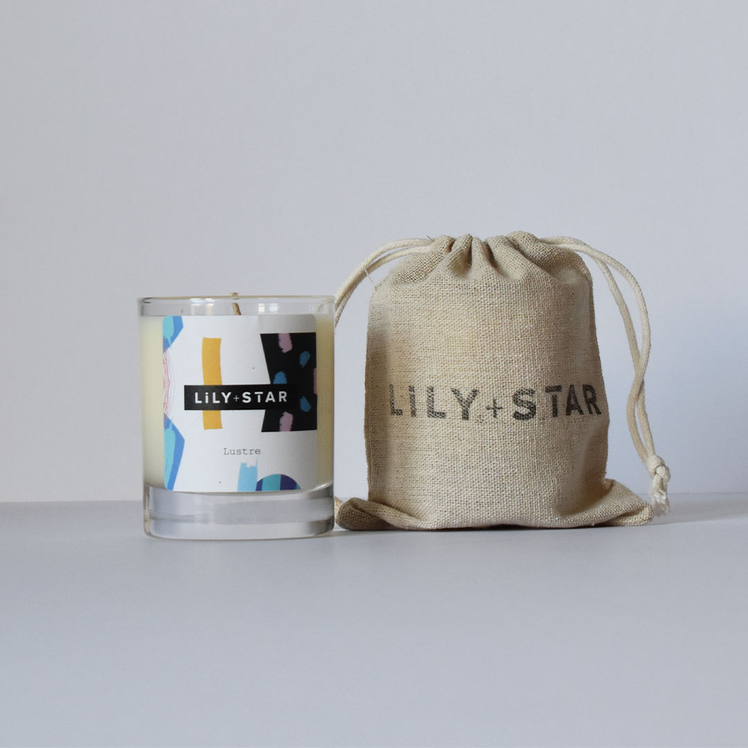 Lustre 20cl candle and hessian bag